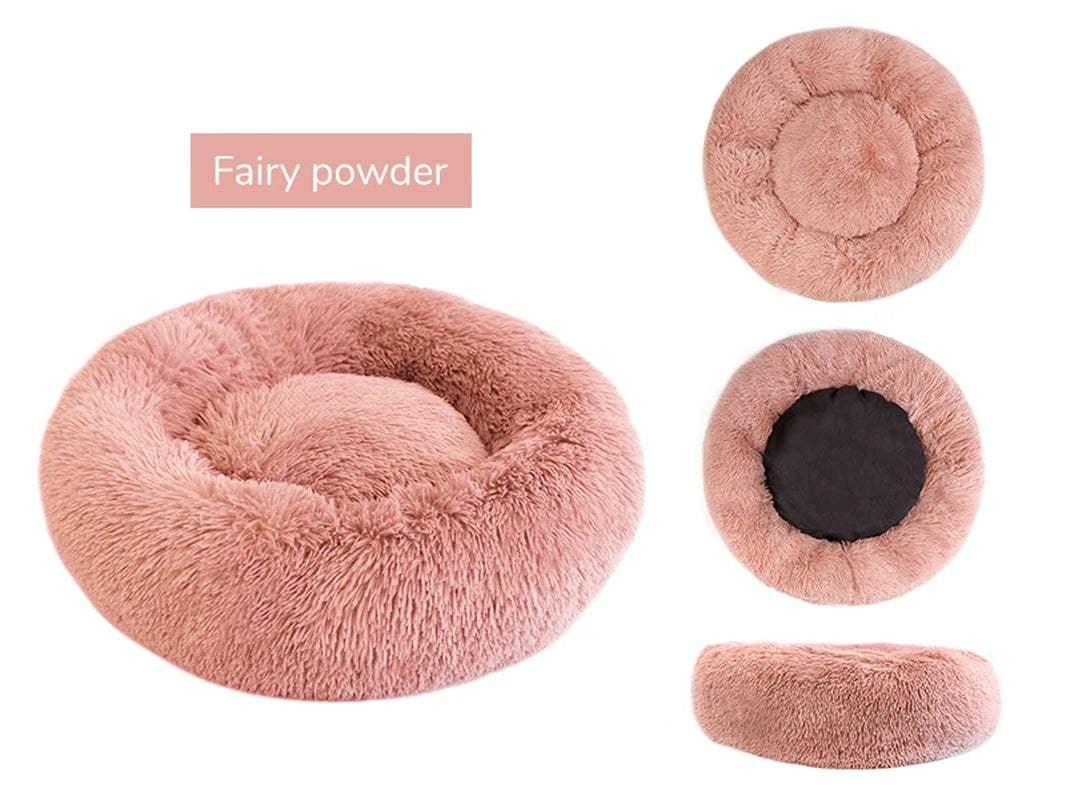 A pure white warming plush donut dog bed — supplier photograph 9 of 15