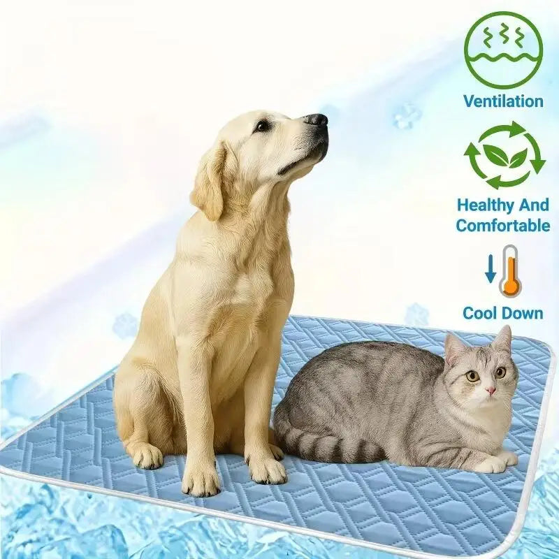 A sky blue cooling quilted mat for dogs — supplier photograph 4 of 6