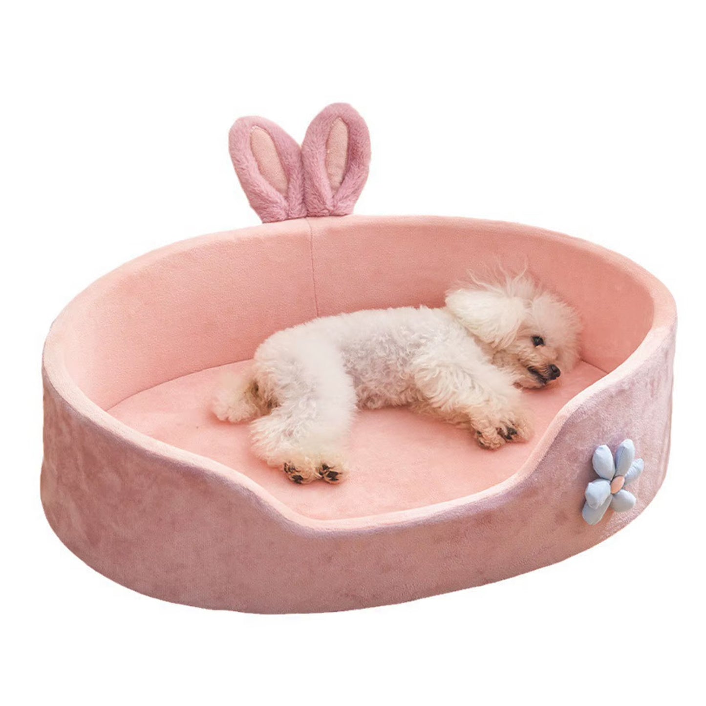 A bolster dog bed