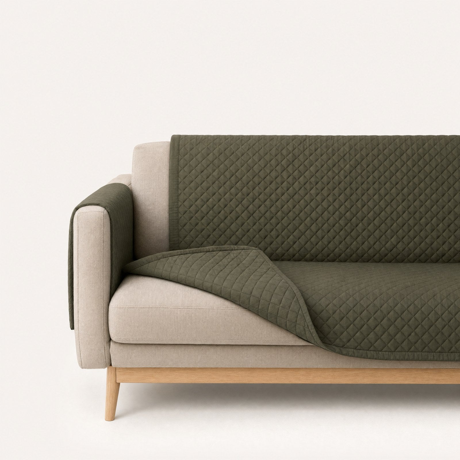 One corner lifted, showing the seat underneath