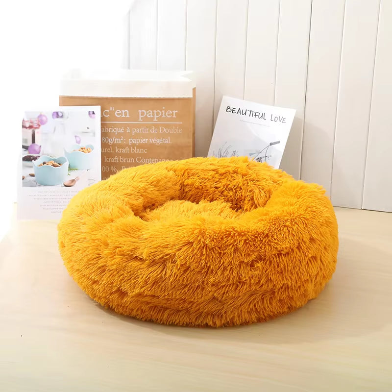 A bright pink plush donut dog bed — supplier photograph 8 of 27