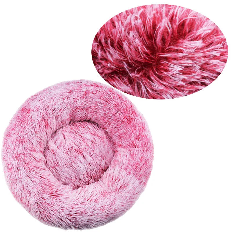 A dusty pink warming plush donut dog bed — supplier photograph 10 of 20