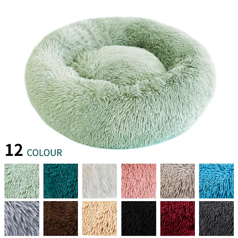 A pure white warming plush donut dog bed — supplier photograph 2 of 15