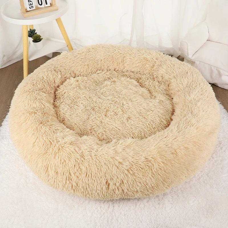A light frosted plush donut dog bed — supplier photograph 11 of 16