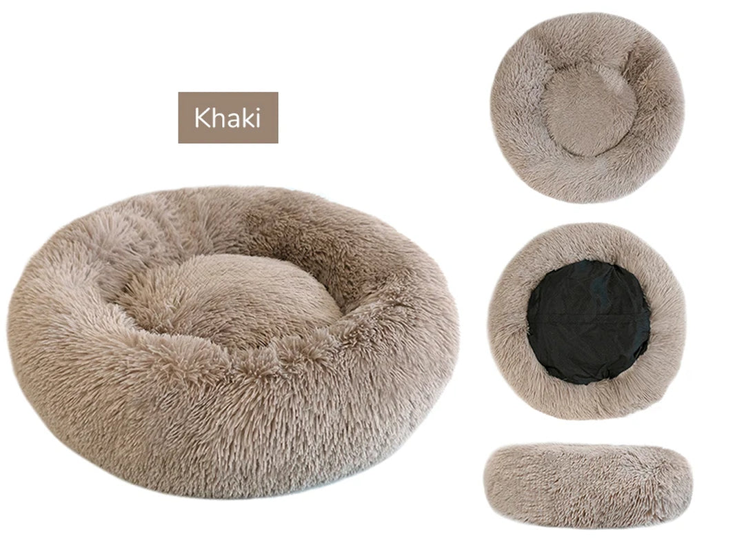 A pure white warming plush donut dog bed — supplier photograph 11 of 15
