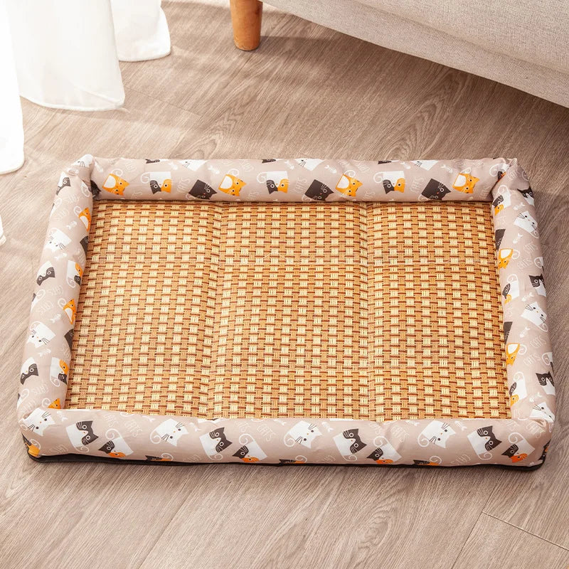 A cooling woven rattan bolster dog bed — supplier photograph 11 of 13