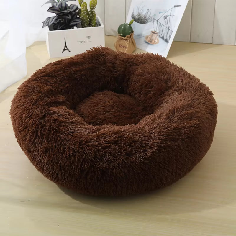 A bright pink plush donut dog bed — supplier photograph 21 of 27