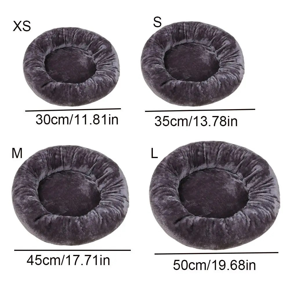 A dark charcoal plush donut dog bed — supplier photograph 7 of 9