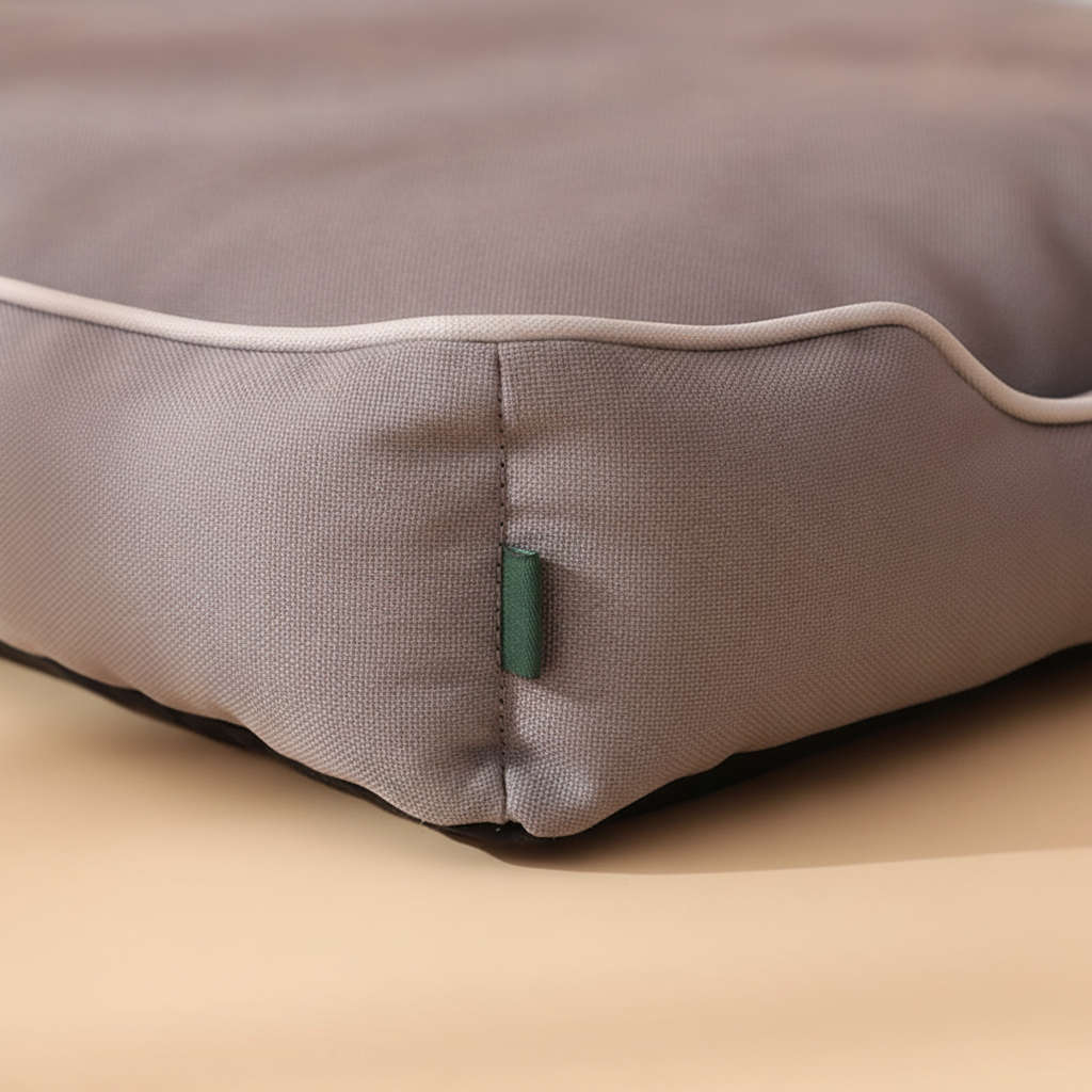 Close-up of the corner, fabric weave visible