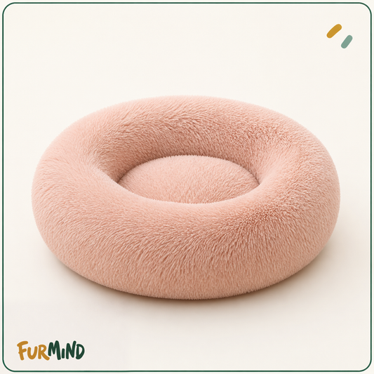 Bright Pink Plush Donut Dog Bed