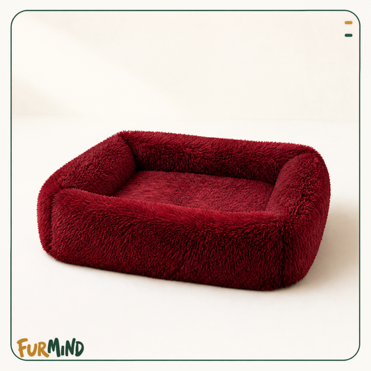 Shaggy Plush Square Dog Bed