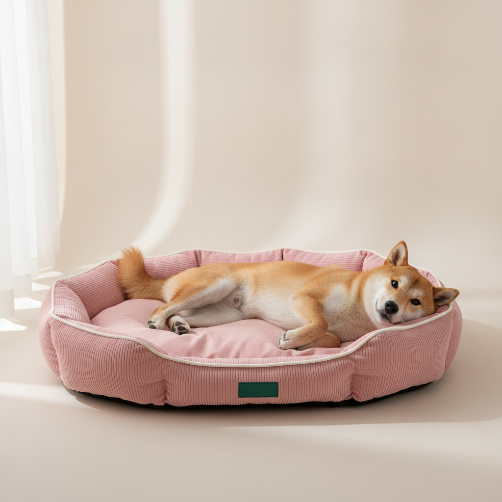 The bed in scale, with a dog of the size it is made for