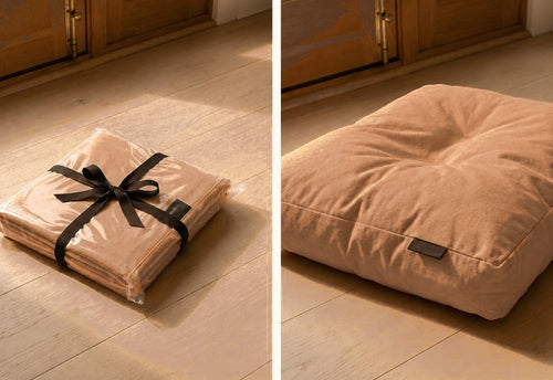 A bed cover folded