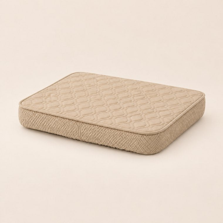Fitted Quilted Dog Bed Cover in Beige