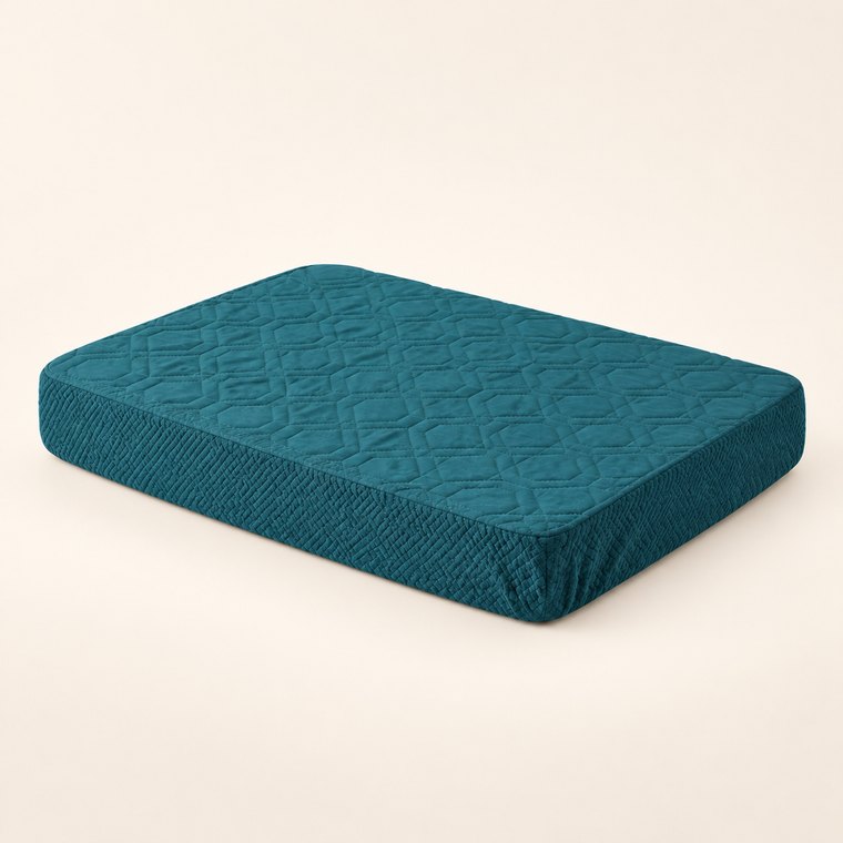 Fitted Quilted Dog Bed Cover in Peacock Green