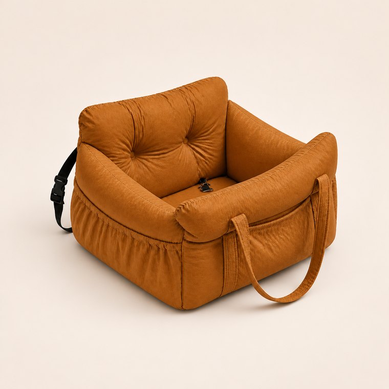Padded Dog Car Booster Seat in Corn Color