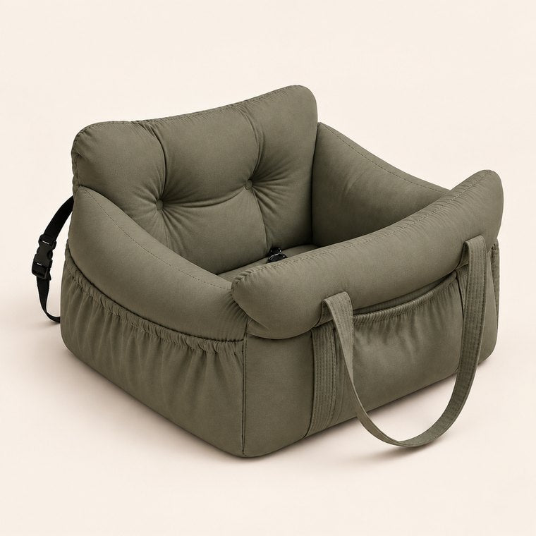 Padded Dog Car Booster Seat in Green