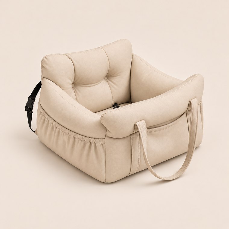 Padded Dog Car Booster Seat in Light Yellow