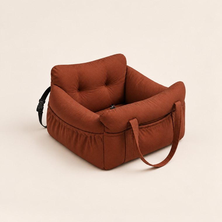 Padded Dog Car Booster Seat in Rust