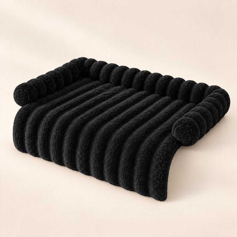 Plush Sofa Dog Bed in Black