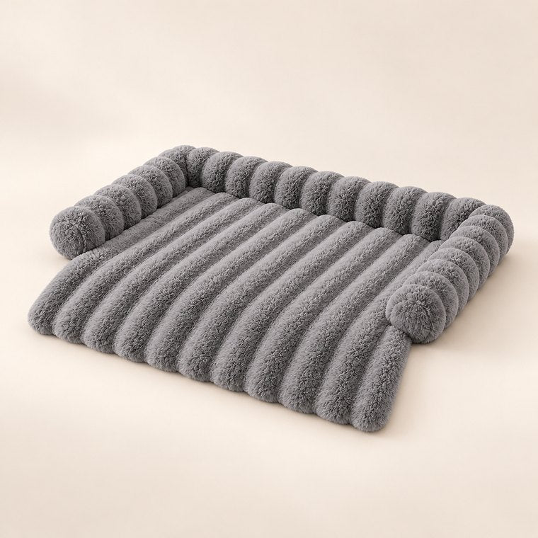 Plush Sofa Dog Bed in Gray