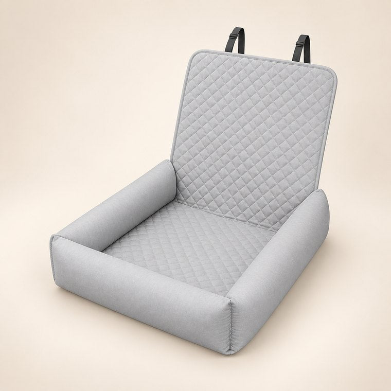Quilted Front Seat Dog Bed in Stone
