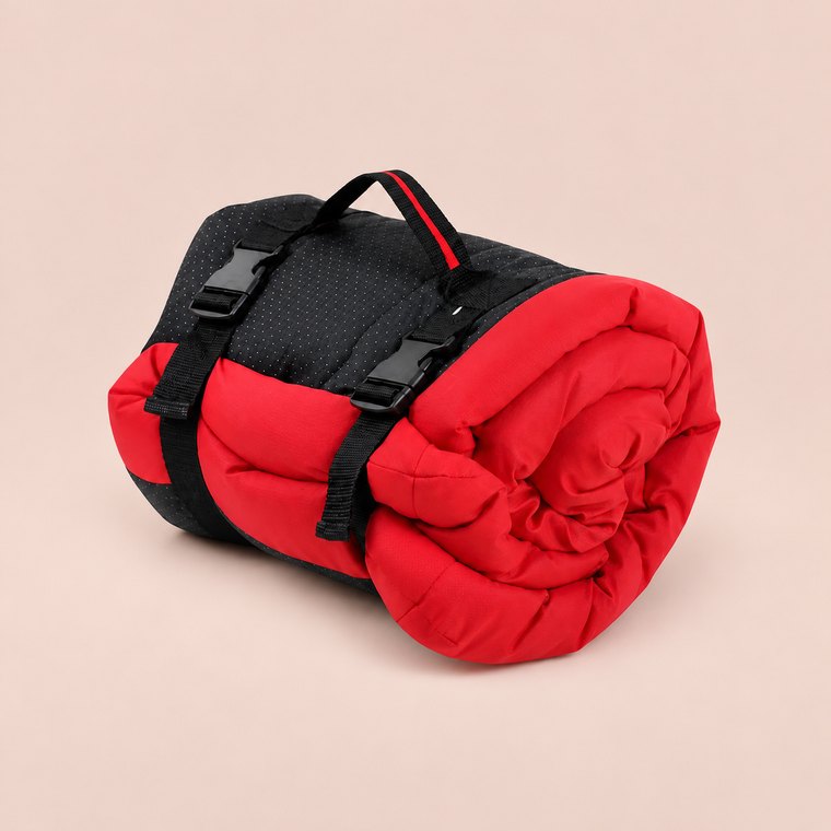 Roll-Up Waterproof Travel Dog Mat in Red