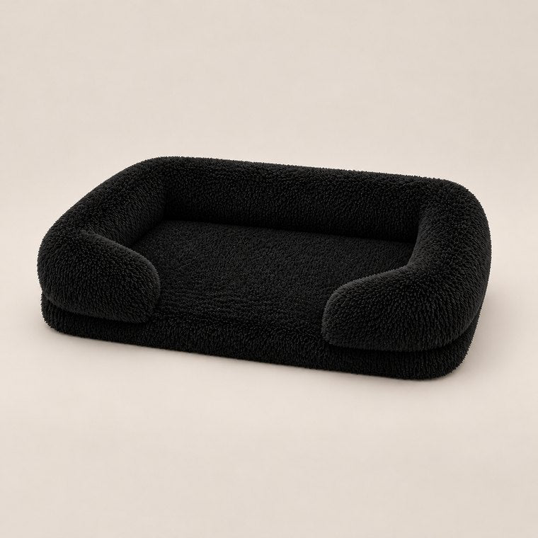 Square Plush Dog Bed in Black