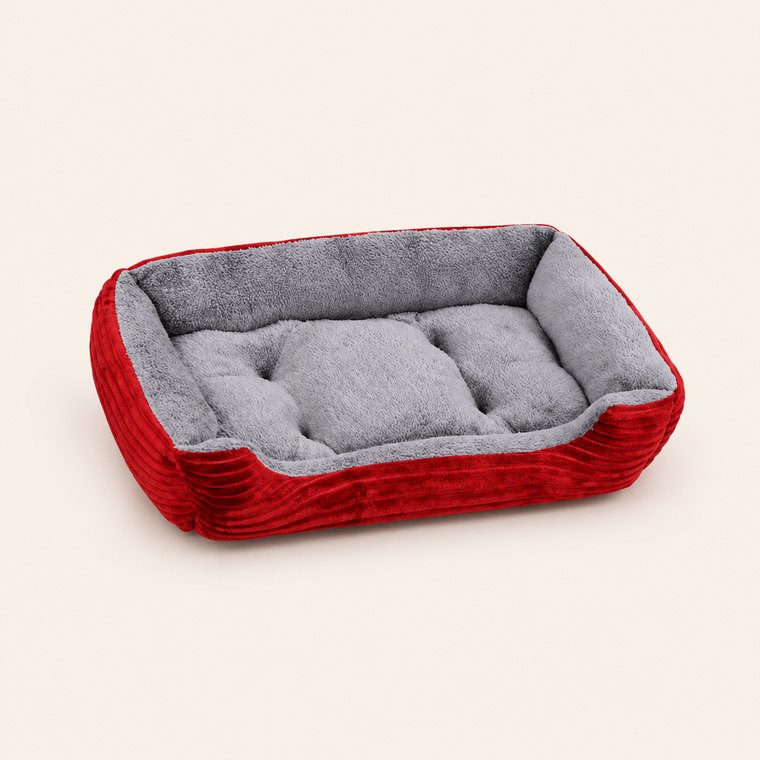 Washable Square Dog Sofa Bed in New Red