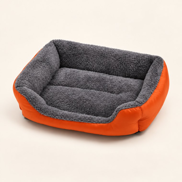 Washable Square Dog Sofa Bed in Orange