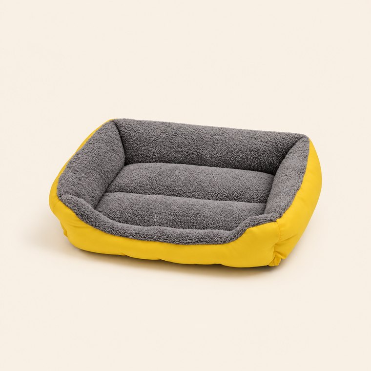 Washable Square Dog Sofa Bed in Yellow