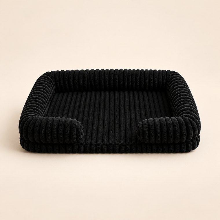 Waterproof Corduroy Sofa Dog Bed in Black