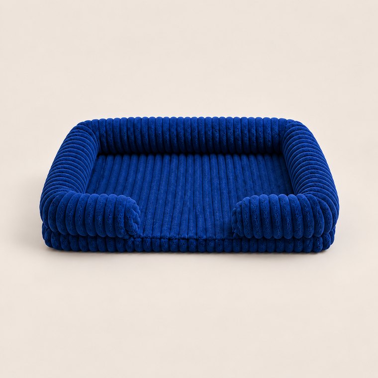 Waterproof Corduroy Sofa Dog Bed in Blue