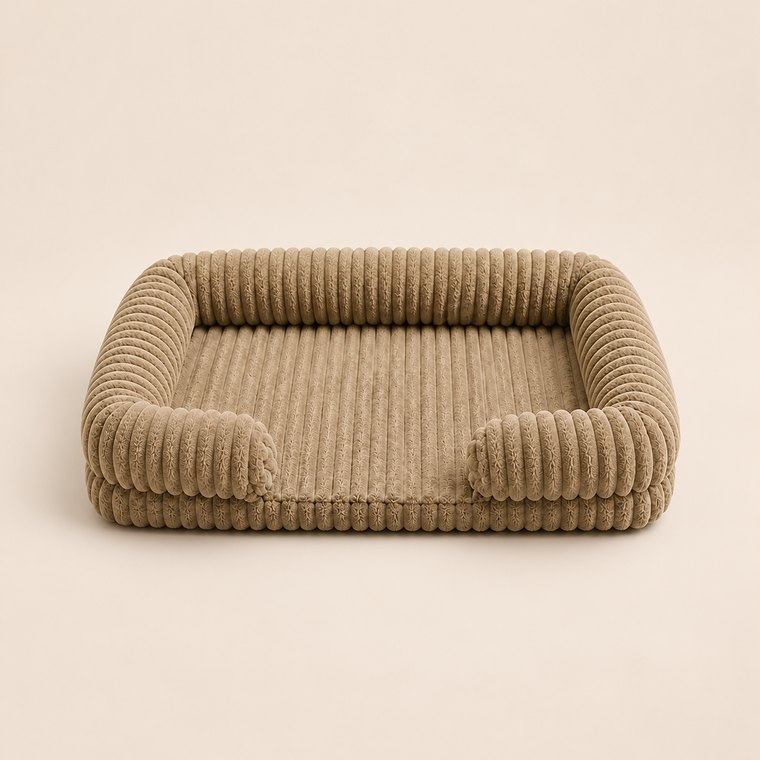 Waterproof Corduroy Sofa Dog Bed in Khaki