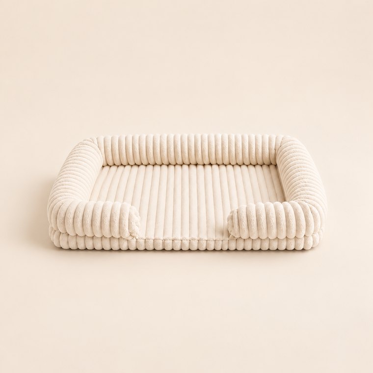 Waterproof Corduroy Sofa Dog Bed in White